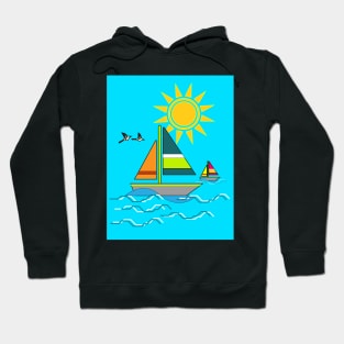 Boat Sea Sun Bird Hoodie